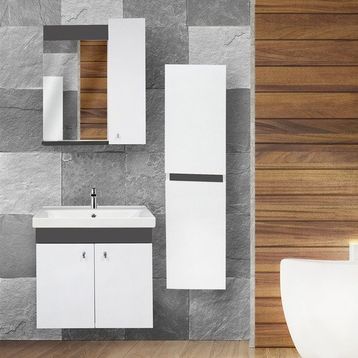 Karen Banyo 60 cm Beyaz New Bahar Aynalı Takım Banyo Dolabı