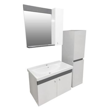 Karen Banyo 80 cm Beyaz New Bahar Aynalı Takım Banyo Dolabı