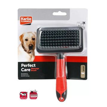 Karlie 19x12x4 cm Kırmızı Siyah Kedi ve Köpek Masaj Tüy Fırçası
