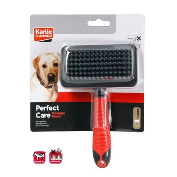 Karlie 19x12x4 cm Kırmızı Siyah Kedi ve Köpek Masaj Tüy Fırçası