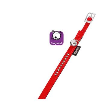 Karlie Kırmızı Xsmall 11 mm 30 cm Deri Taşlı Kedi Boyun Tasması