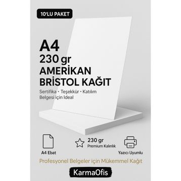 KarmaOfis A4 10 Adet Amerikan Bristol Kağıdı