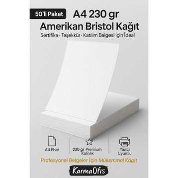 KarmaOfis A4 50 Adet Amerikan Bristol Kağıdı