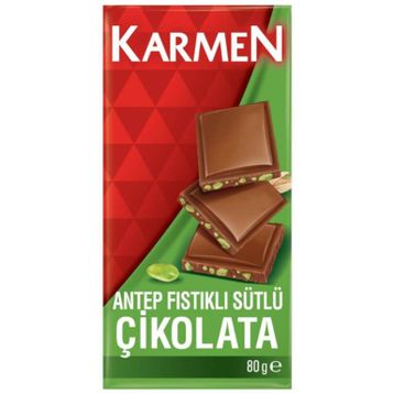 Karmen 80 gr Antep Fıstıklı Tablet Çikolata