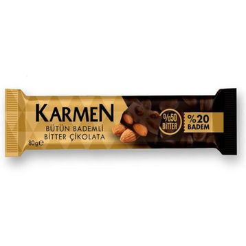 Karmen Bütün Bademli 80 gr Bitter Çikolata
