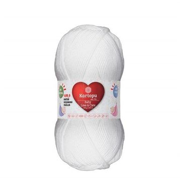 Kartopu K010 100 gr Beyaz Baby Love Care El Örgü İpi