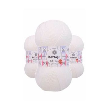 Kartopu K010 3 Adet Kar Beyaz Baby One Tüylenmeyen El Örgü İpi Yünü