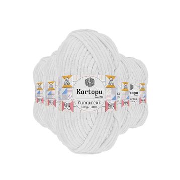 Kartopu K010 5 Adet Beyaz Yumurcak Kadife El Örgü İpi