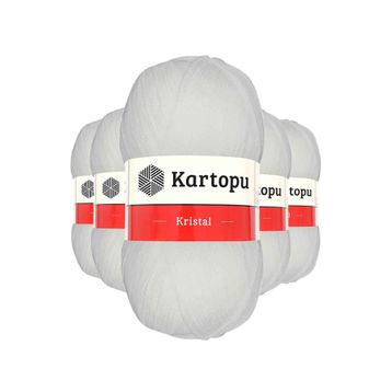 Kartopu K010 Beyaz 5 Adet Kristal Çift Katlı El Örgü Lif İpi