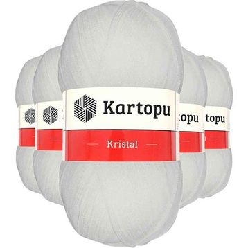 Kartopu K010 Beyaz 5 Adet Kristal Çift Katlı El Örgü Lif İpi