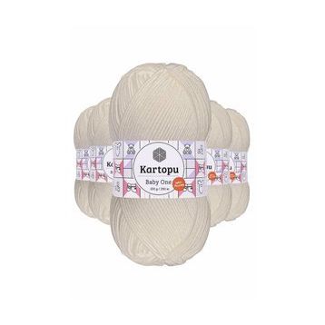 Kartopu K019 5 Adet Kırık Beyaz Baby One Tüylenmeyen El Örgü İpi Yünü