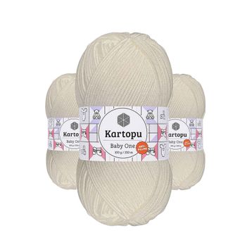 Kartopu K019 Kırık Beyaz 3 Adet Baby One Tüylenmeyen El Örgü İpi Yünü