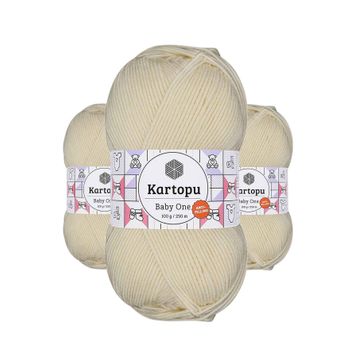 Kartopu K025 3 Adet Krem Baby One Tüylenmeyen El Örgü İpi Yünü