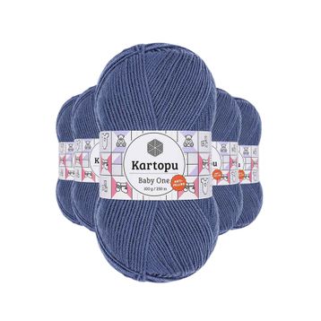 Kartopu K1533 5 Adet Koyu Mavi Baby One Tüylenmeyen El Örgü İpi Yünü