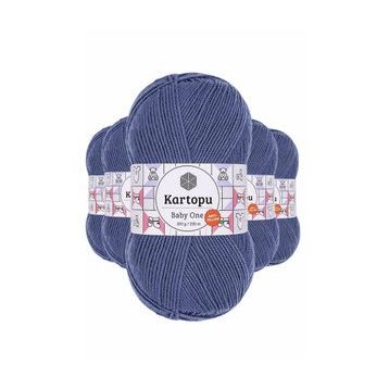 Kartopu K1533 5 Adet Koyu Mavi Baby One Tüylenmeyen El Örgü İpi Yünü