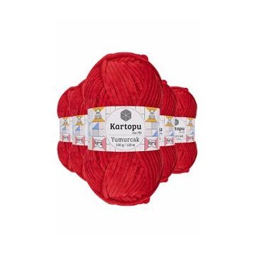 Kartopu K165 5 Adet Açık Kırmızı Yumurcak Kadife El Örgü İpi