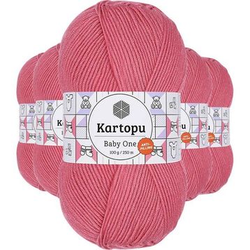 Kartopu K244 Şeker Pembe 5 Adet Baby One Tüylenmeyen El Örgü İpi Yünü