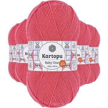 Kartopu K254 Pembe 5 Adet Baby One Tüylenmeyen El Örgü İpi Yünü