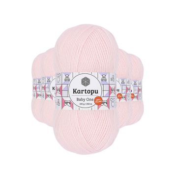 Kartopu K255 5 Adet Bebe Pembe Baby One Tüylenmeyen El Örgü İpi Yünü