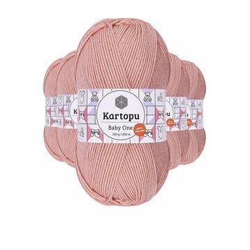 Kartopu K258 Pudra 5 Adet Baby One Tüylenmeyen El Örgü İpi Yünü