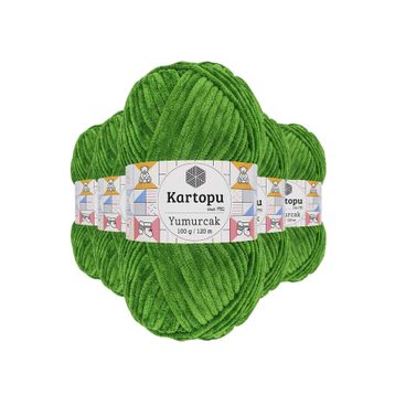 Kartopu K469 5 Adet Yeşil Yumurcak Kadife El Örgü İpi