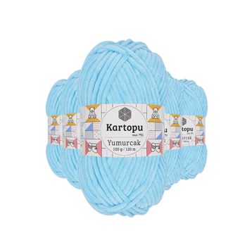 Kartopu K516 5 Adet Açık Turkuaz Yumurcak Kadife El Örgü İpi