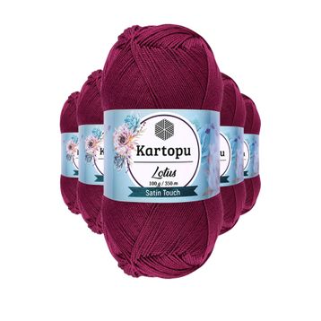 Kartopu K747 Mürdüm Lotus Bikini Büstiyer Bluz 5 Adet Örgü İpi