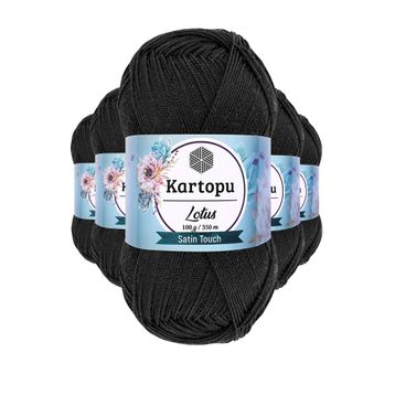 Kartopu K940 Siyah Lotus Bikini Büstiyer Bluz 5 Adet Örgü İpi