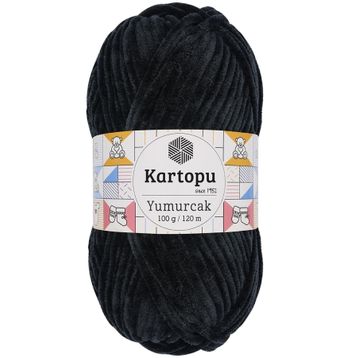 Kartopu Yumurcak Kadife Siyah K940 El Örgü İpi