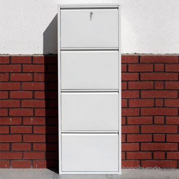 Kaser Kilitli Dikey 4 lü Metal Beyaz Ayakkabılık