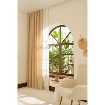 Kaşmir Home Perla Keten Açık Bej 150x270 cm Fon Perde