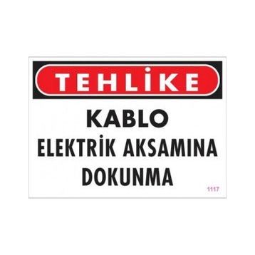 Katar Market Kablo Elektrik Aksamına Dokunma Uyarı Levhası