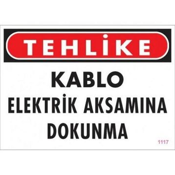 Katar Market Kablo Elektrik Aksamına Dokunma Uyarı Levhası
