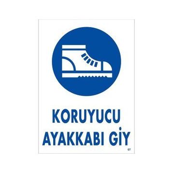 Katar Market Koruyucu Ayakkabı Giy Uyarı Levhası