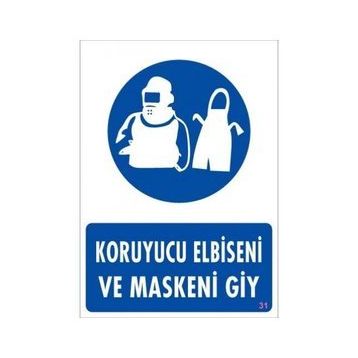Katar Market Koruyucu Elbiseni ve Maskeni Giy Uyarı Levhası