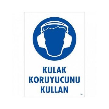 Katar Market Kulaklık Koruyucunu Kullan Uyarı Levhası