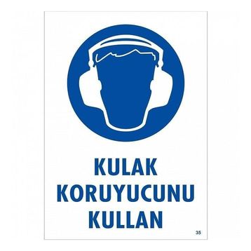 Katar Market Kulaklık Koruyucunu Kullan Uyarı Levhası