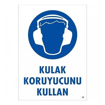 Katar Market Kulaklık Koruyucunu Kullan Uyarı Levhası