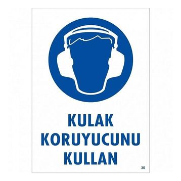 Katar Market Kulaklık Koruyucunu Kullan Uyarı Levhası