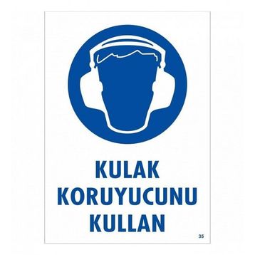 Katar Market Kulaklık Koruyucunu Kullan Uyarı Levhası