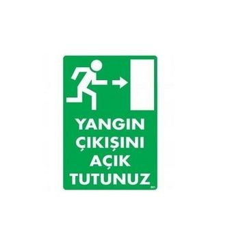 Katar Market Yangın Çıkışını Açık Tutunuz Uyarı Levhası