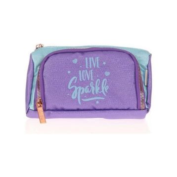 Kaukko K2532 Duble Koyu Lila Sparkle Plump Kalem Çantası