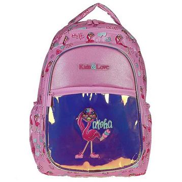 Kaukko L5066 Kids&Love Flamingo Aynalı Simli Sırt Çantası