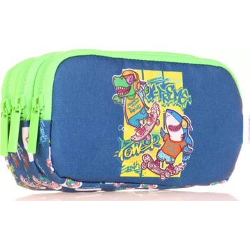 Kaukko L8177 Cube Xtreme Mavi Kids 3 Bölmeli Kalem Çantası