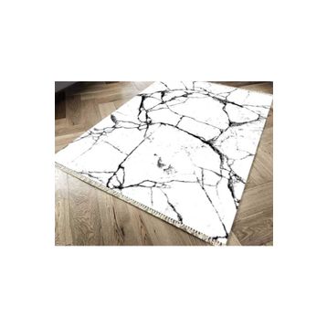 Kaymaz Taban Dijital Baskı Kadife Crack Wall Beyaz 180x280 cm Salon Halı