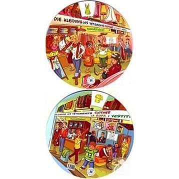 KELIME ÇARKI - GIYSILER (İNGILIZCE, İSPANYOLCA, ALMANCA, FRANSIZCA, İTALYANCA) MULTILINGUAL VOCABULARY WHEELS - CLOTHES - KOLEKTIF