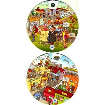 KELIME ÇARKI - KENT HAYATI VE YÖN-YOL TARIFI (İNGILIZCE, İSPANYOLCA, ALMANCA, FRANSIZCA, İTALYANCA) MULTILINGUAL VOCABULARY WHEELS - IN TOWN - KOLEKTIF