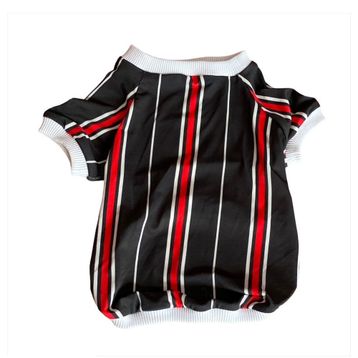 Kemique Black Red White Striped Oval Yaka T-shirt Köpek Elbisesi