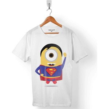 Kendim Seçtim Minnions Superman Süper Kahraman Hero Beyaz Erkek Tişört