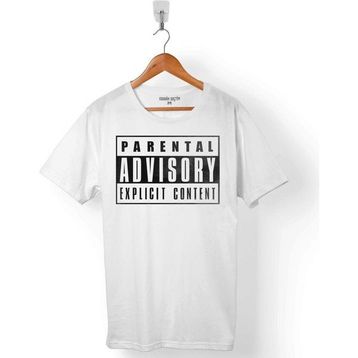 Kendim Seçtim Parental Advisory Explicit Content Beyaz Erkek Tişört
